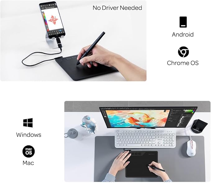 GAOMON S620 Drawing Tablet 6.5 x 4 Inch Graphics Tablet with 8192 Passive Pen 4 Customizable ExpressKeys for Digital Art, Painting, OSU Playing, Compatible with Windows PC, Mac