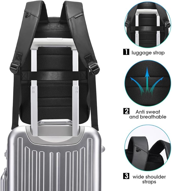 BANGE Business Laptop Backpack Fit for 15.6 INCH,Travel Backpack with USB Charging Port,Men Travel Backpack with Water Bottle Holder for Men and Women…