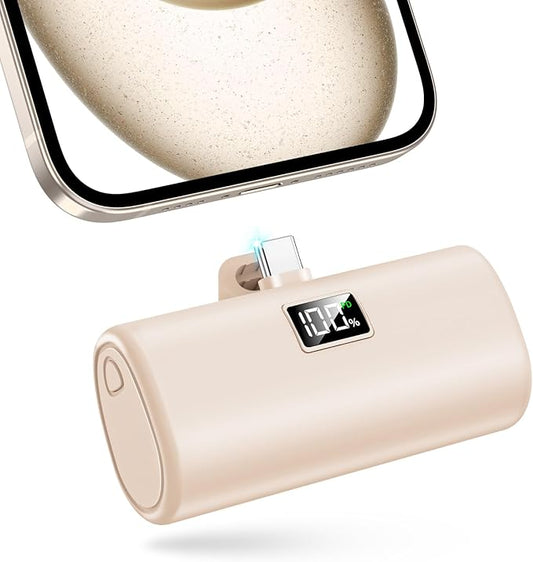 Portable Charger, 6000mAh for iPhone 15 16 Power Bank, USB-C Portable Phone Charger with Fast Charging (20W), Mini Battery Pack for iPhone 15 Pro/15 Plus/15 Promax/Samsung/Huawei Andriod - Khaki