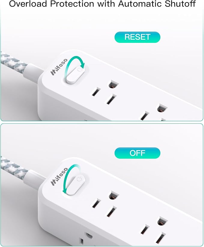 Extension Cord 10 ft, Long Extension Cord with 9 Outlets 3 USB Ports, Surge Protector Power Strip, USB Power Strip for Home, Office, Dorm Room Essentials, College