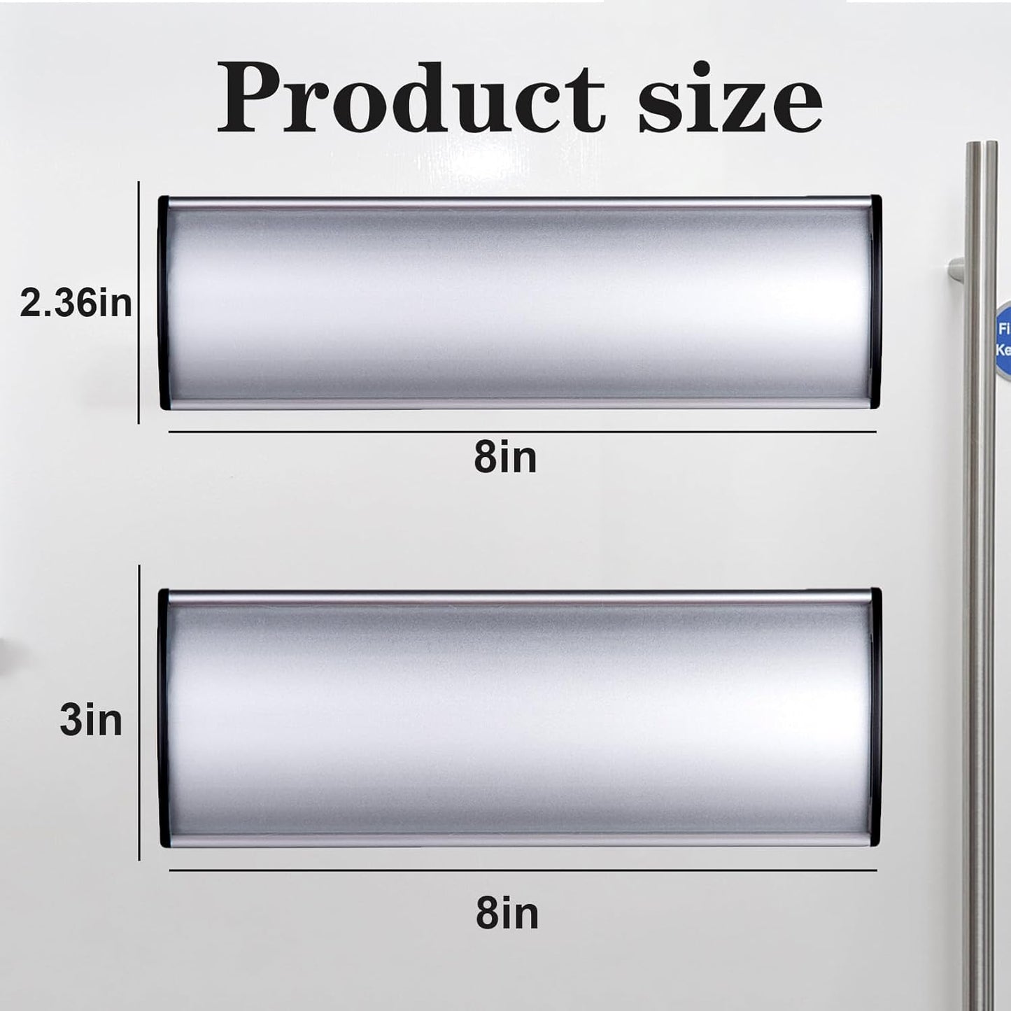 5 Pcs Office Name Plates Holder for Doors, 3 Inches x 8 Inches Curved Wall Mount Door Sign Holder, Silver Aluminum Sign Holder for Office Wall with Plastic Film and Adhesive Tape