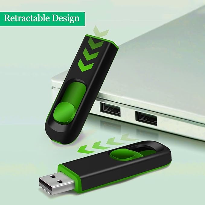 32GB USB Flash Drive, USB 2.0 Memory Stick Thumb Drive Pen Drives Jump Drive for Data Storage Black/Green