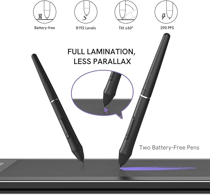 VEIKK VK1200 V2 Drawing Tablet with Screen,11.6-inch Full-Laminated Graphic Drawing Monitor,2 Battery-Free Pens with Tilt Function,6 Customizable Keys,Anti-Glare Glass(Must be Connected to PC to Work)