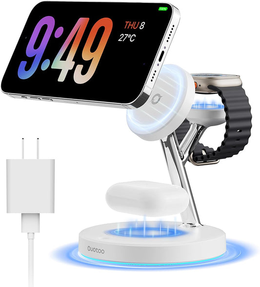 2025 3 in 1 Charging Station Compatible with Magsafe Charger Wireless Charger Stand for iPhone17 16 15 14 13 12 Series Wireless Charging Station for AirPods Wireless Charging Stand for iWatch Series