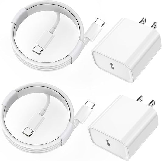 iPhone 15 Pro Charger Fast Charging, 2Pack 20W PD USB C Wall Charger Type C Block with USB C to C Fast Charging Cable Cord Compatible with Apple iPhone 15/15 Pro/15 Pro Max/15 Plus, iPad Pro/Air/Mini