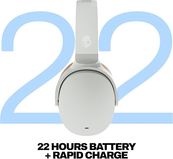 Skullcandy Hesh ANC Wireless Over-Ear Bluetooth Headphones, Active Noise Cancelling, Up to 22 Hrs Battery, Foldable Lightweight Design, Microphone for iPhone Android - Mod White