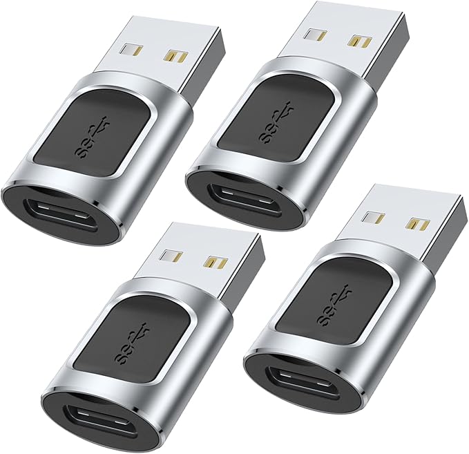 4Pack USB to USBC Adapter,usbc to USB Adapter for iPhone 16/15 Charger,iPhone 16/15/14/13/12 Pro Max Plus,iPad 9/10 Air 5 Mini 6,Car,Samsung S24 S23 S22 Plus Ultra etc.
