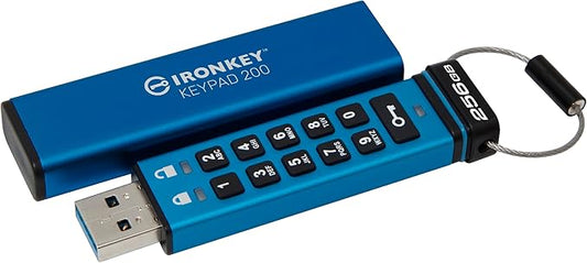 Kingston Ironkey Keypad 200 USB-A 256GB Encrypted Flash Drive | OS Independent | FIPS 140-3 Level 3 | XTS-AES 256-bit | BadUSB and Brute Force Protection | Multi-Pin Option | IKKP200/256GB