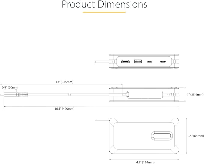 StarTech.com USB-C Docking Station for MacBook Pro M1 M2 M3 M4 and Windows, 4K 60Hz HDMI, HDR, USB 10Gbps Hub, 100W Laptop Charging, GbE, 1ft/30cm Cable