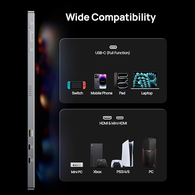 ARZOPA 17.3" Portable Monitor Gray, 1080P FHD 103% sRGB IPS Gaming Monitor Laptop Monitor with Built-in Kickstand HDMI USB C External Screen for PC Mac Phone Xbox PS5 - Z1C Plus