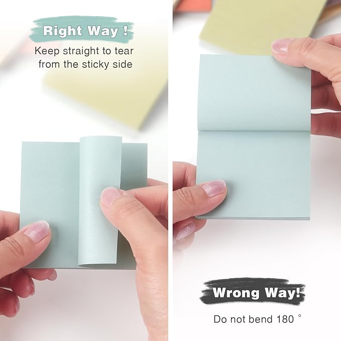 Sticky Notes 3x3 Inch, 12 Pack, 12 Assorted Vintage Color Self-Stick Notes Pads, 50 Sheets/Pad, Perfect for Office, School, and Home Organization