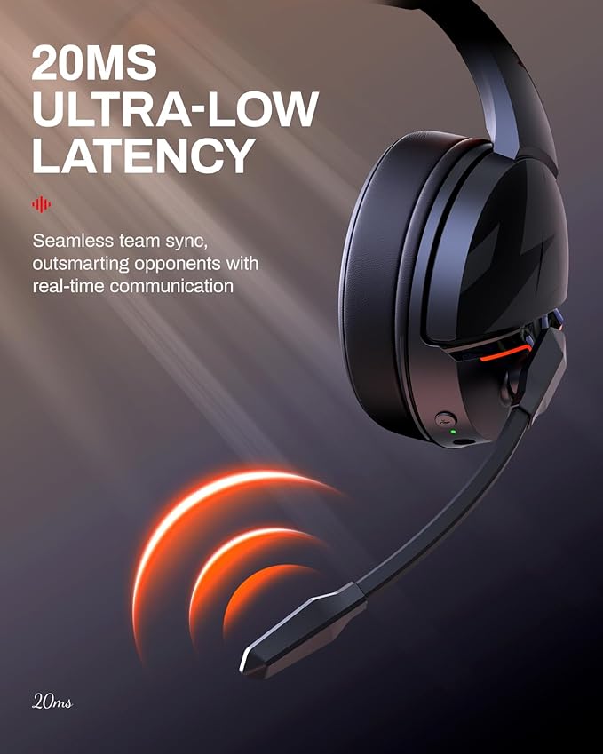 acer Wireless Gaming Headset, PS5 Headset with 2.4GHz for Ps5, Ps4, PC, Switch, Bluetooth 5.3 + 100Hrs Gaming Headphones with Noise Canceling Mic for Laptop, Mobile, Mac, 50mm Drivers (Orange)