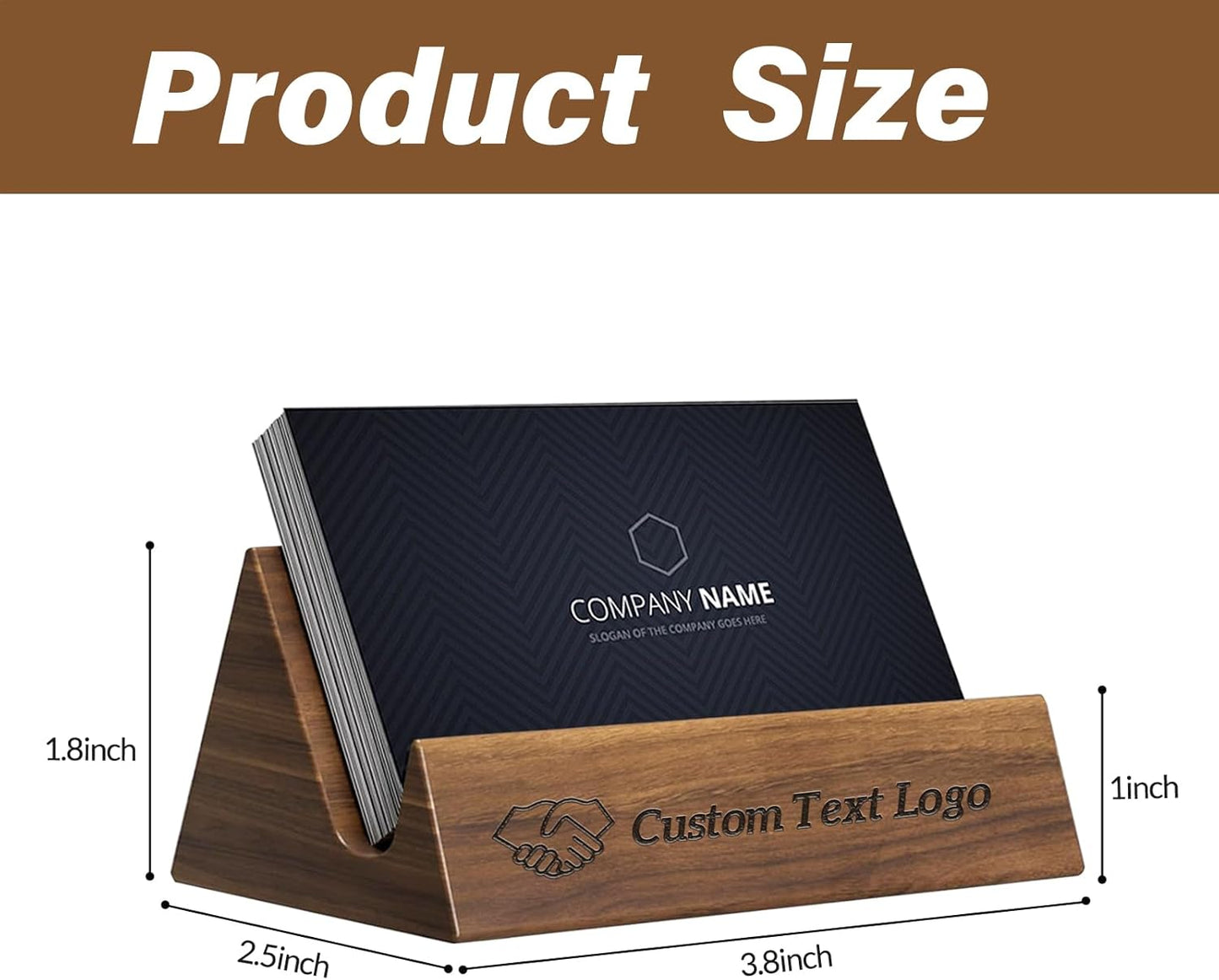 Custom Business Card Holder Desk-Personalized Engraved Wooden Business Card Case Holder, Customized Name Logo Business Card Display Gifts for Men Women (Style1-Black)