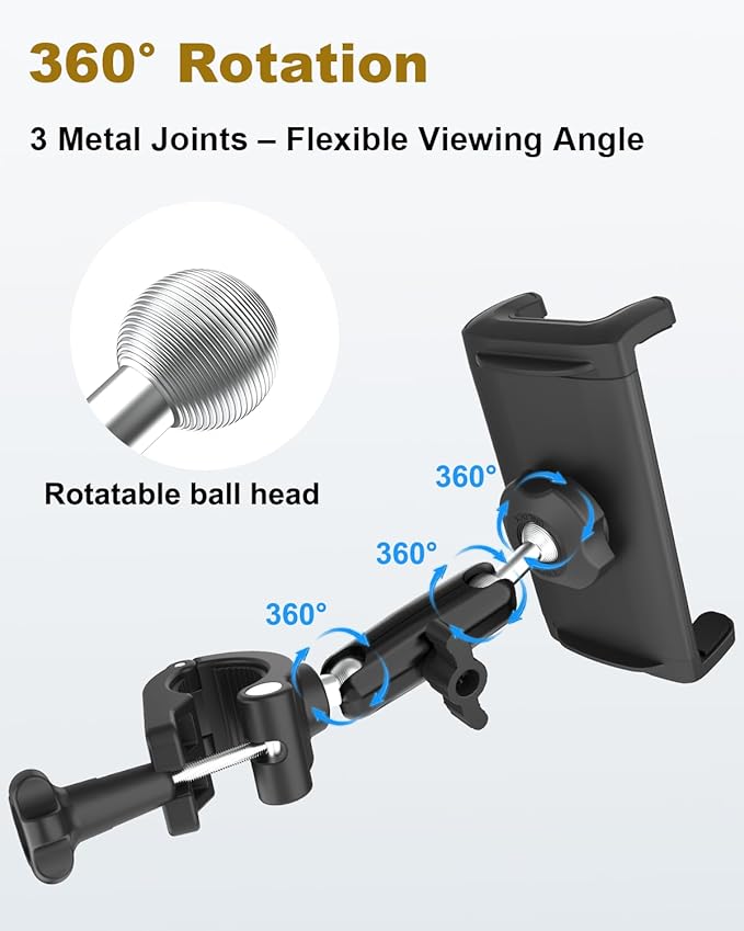 Aluminum Tablet Holder for Microphone Stand/Mic Music Mount Stand [Without Slipping] 360° Rotation Adjustable iPad iPhone Holder Mount for Microphone with Clamp, Fits 4''–13" Tablets & Smartphones