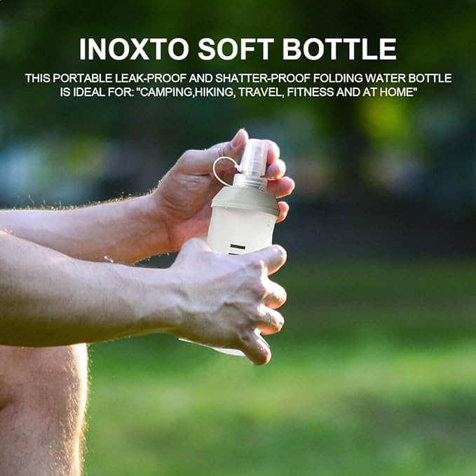INOXTO Soft Flask,Collapsible Soft Water Bottles for Hydration Vests and Running Packs, Soft Flask Running Bottles for Hiking Cycling(250/500 ml) (2 PCS SMALL)