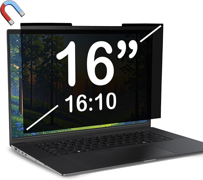 Magnetic Laptop Privacy Screen 16 inch for 16:10 Computer Monitor, Removable Anti-Glare Screen Privacy Shield, Screen Filter and Protector for Laptop (13 9/16" × 8 13/16"), Fits (WUXGA 1920×1200)