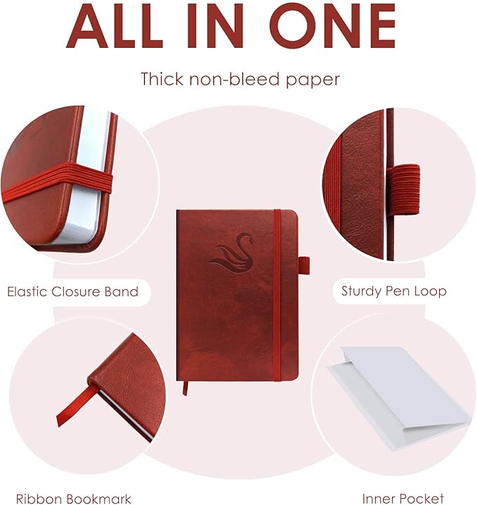 Elegant Password Book with Alphabetical Tabs - Hardcover Password Book for Internet Website Address Login - 5.2" x 7.6" Password Keeper and Organizer w/Notes Section & Back Pocket (Wine Red)