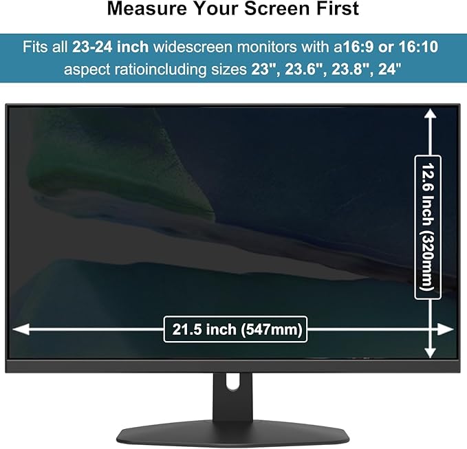 Hanging Computer Privacy Screen Protector Shield Compatible for 23/24 Inch Widescreen Desktop Monitor -Anti Glare & Blue Light Filter-Hanging Design for Easy On/Off