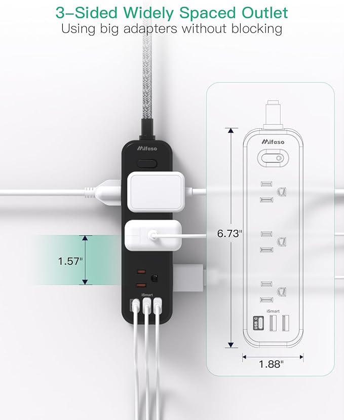 Black Extension Cord 15FT, Surge Protector Power Strip, Long Extension Cord with 9 Outlets 3 USB Ports, Extension Cord with Multiple Outlets, USB Power Strip for Home, Dorm Room Essentials, College