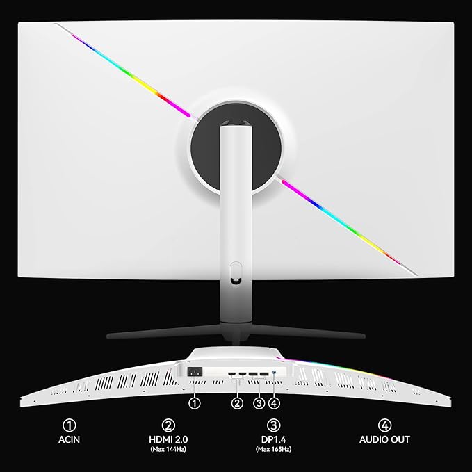 INNOCN 39G1R 39" Ultrawide Curved Gaming Monitor 165Hz 144Hz(Support) QHD 2K 2560 x 1440p HDMI 2.0 HDR10 FreeSync Computer Monitor, 99% sRGB, Tilt/Swivel/Height Adjustable, w/Speakers, White