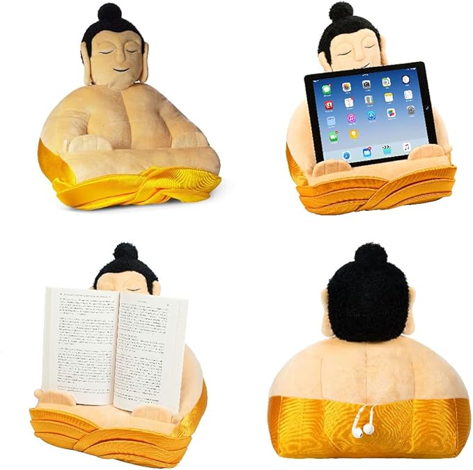 Book Buddha iPad Stand, Tablet Stand and Book Holder, Reading Pillow Cushion in Bed at Home Travel, Lap Rest Support, Gift Idea Compatible with eReader/Kindle/Smartphone