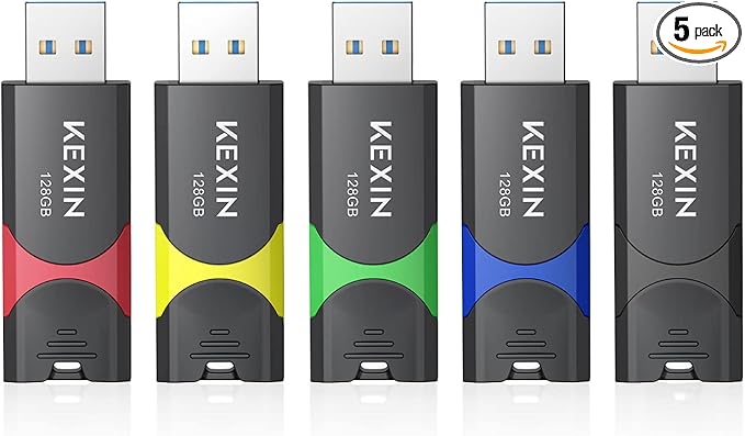 KEXIN 128GB Flash Drive USB 3.0 Thumb Drive 128 GB Memory Stick 3.0 Thumb Drives, 5 Pack Flash Drive 128G 3.0