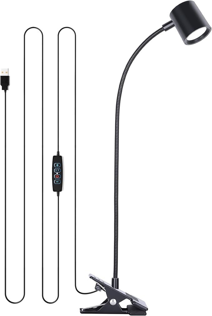 Dott Arts Desk Lamp,USB Clip On Light,Book Lights for Reading at Night,3 Color Modes,10 Brightness Clamp Lights,360° Gooseneck LED Reading Light for Books in Bed,Eye-Care for Home Office,Headboards