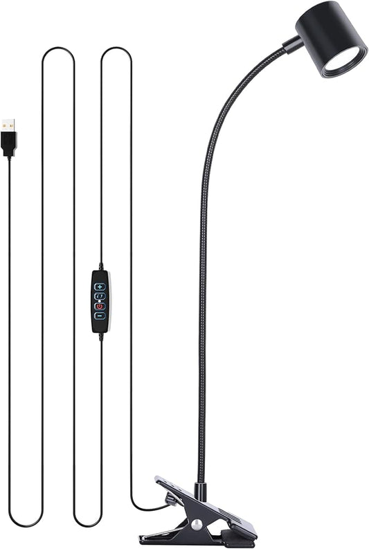 Dott Arts Desk Lamp,USB Clip On Light,Book Lights for Reading at Night,3 Color Modes,10 Brightness Clamp Lights,360° Gooseneck LED Reading Light for Books in Bed,Eye-Care for Home Office,Headboards