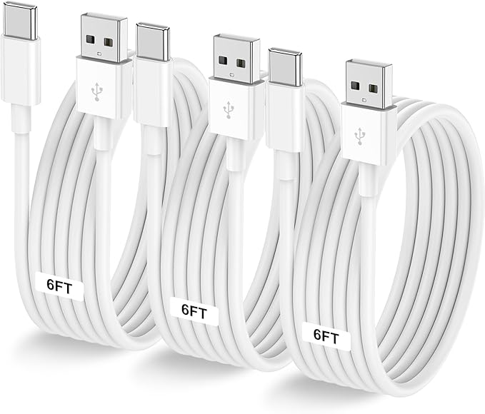 3-Pack 6FT USB A to USB C Cable Car Carplay Cable for iPhone Air 17 16e 16 15 Pro Plus Pro Max，for Galaxy S25/S24, for iPad Pro/Air/mini, for MacBook Pro/Air and More