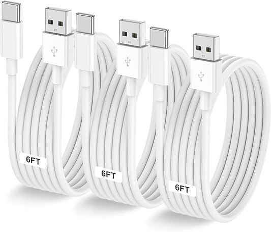 3-Pack 6FT USB A to USB C Cable Car Carplay Cable for iPhone Air 17 16e 16 15 Pro Plus Pro Max，for Galaxy S25/S24, for iPad Pro/Air/mini, for MacBook Pro/Air and More