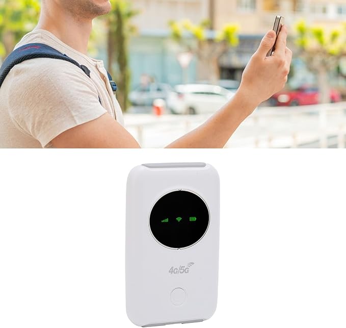 4G 5G LTE WiFi Mobile Hotspot, Portable Travel WiFi Router with SIM Card Slot, Supports 10 Connected Devices, 300Mbps Color LED Screen, Unlocked USB WiFi Modem for Travel,