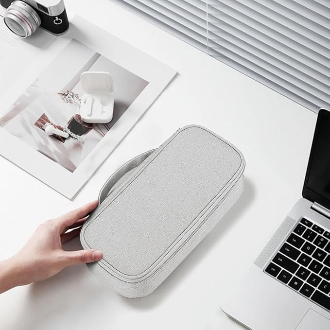 Teskyer Electronics Organizer Travel Case, Waterproof Portable Tech Accessories Pouch with Organized Compartments for Cables, Phone, Chargers, Earphone, Grey