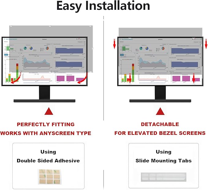 24 Inch Computer Privacy Screen Shield [2 Pack] for 16:10 Widescreen Desktop Monitor - Anti-Glare Blue Light Privacy Filter and Anti Spy Privacy Screen Protector Film
