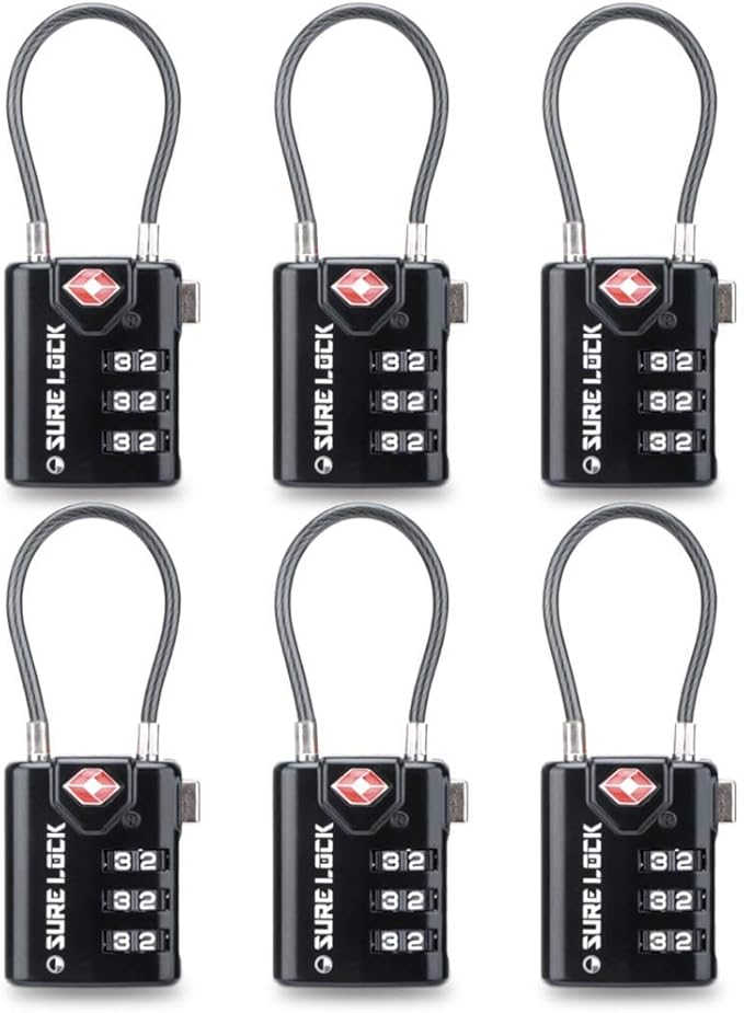 SURE LOCK TSA Compatible Travel Luggage Locks, Inspection Indicator, Easy Read Dials TSA Approved with Zinc Alloy