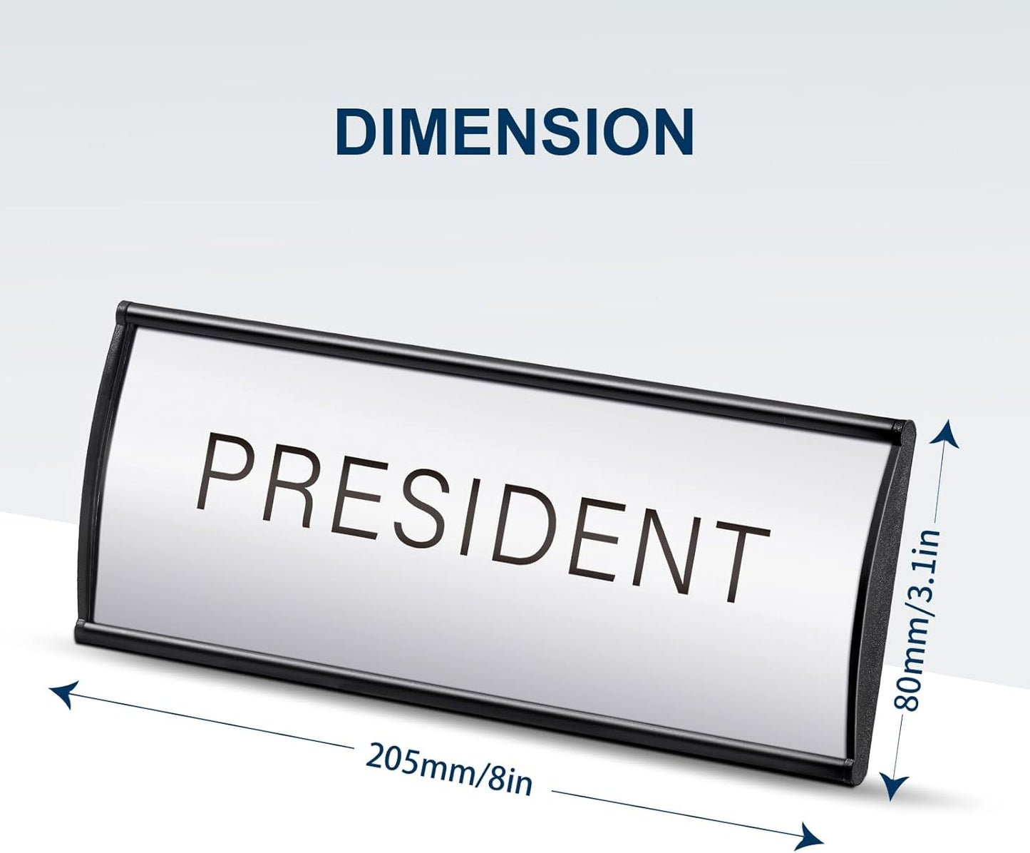 6 Pcs Office Door Signs - 8" x 3" Curved Name Plate Holders for Office, Wall-Mount Door Signs with Plastic Film and Adhesive Tape (Black)