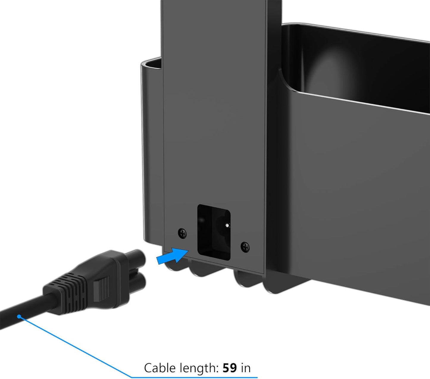 Under Desk Cable Management Tray with 6 AC Power Outlet and Clamp Mount, No Drill Cord Storage Organizers for Wire Management, Standing Desk , Computer Desk Accessories for Office & Home（Black）