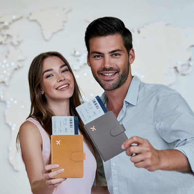 Deziliao Passport Wallet, Gray, Unisex, Faux Leather, Waterproof, Slim, Lightweight, RFID Blocking, 2-in-1 Design, with Document Slots, Credit Card Slots, SIM Card Slots