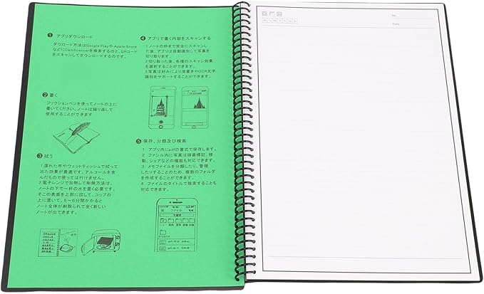 Hyuduo Smart Notebook Reusable Notebook with APP Digital Notebook 30 Sheets 180x255mm Lined Dotted Pages Waterproof Cover Spiral Binding for Study Work OCR PDF Export