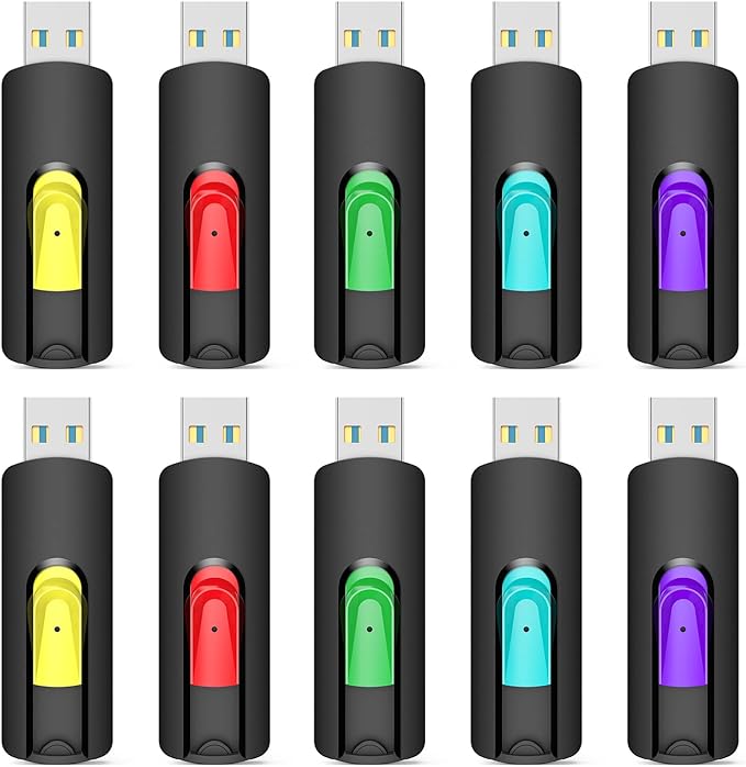 Aiibe 32GB USB 3.0 Flash Drive 10 Pack, 32GB USB Storage, Multicolor (Red, Green, Cyan, Yellow, Purple)