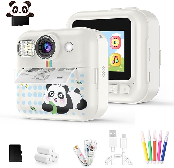 Kids Camera Instant Print, Christmas Birthday Gifts for Girls Age 3-10, Toy for 3 4 5 6 7 8 9 10 Year Old Girls with 3 Roller Photo Paper (White)