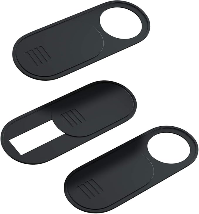 Camera Cover Slide, 0.028 Inch Ultra-Thin Phone Camera Cover, Computer Camera Cover Slide for MacBook, iMac, Laptop Desktop, Pc, iPad, iPhone, Smartphone Protect Visual Privacy Security (Black-3 Pack)