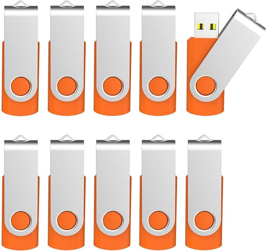 KOOTION 32 GB USB Flash Drive 32 gb Flash Drive 10 Pack Thumb Drive Memory Stick Pen Drive Keychain Design, Orange