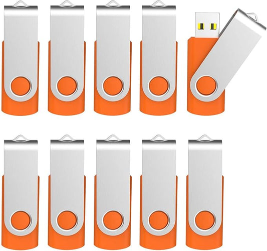 KOOTION 10 Pack 4 GB USB Flash Drive 4gb Flash Drives Keychain Thumb Drive Swivel Memory Stick Orange