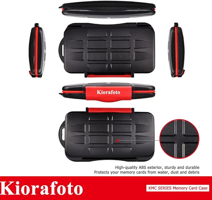 Kiorafoto 9 Slots Professional Water-Resistant Anti-Shock Holder Storage SD SDHC SDXC CF Memory Card Case Protector Cover with Carabiner for 6 SD Cards & 3 CF Compact Flash Cards