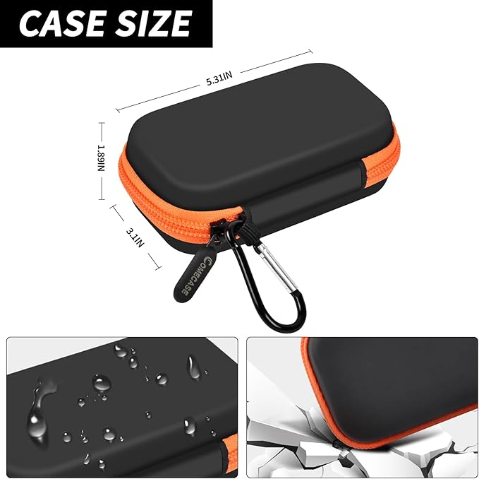 Case Compatible with SanDisk Extreme Pro/for SanDisk Portable SSD 1TB 2TB 4TB 500GB/ for Crucial X10 X9 Pro External Solid State Drive, Travel Storage Bag for 2 SSD and SD Card -Orange (Box Only)