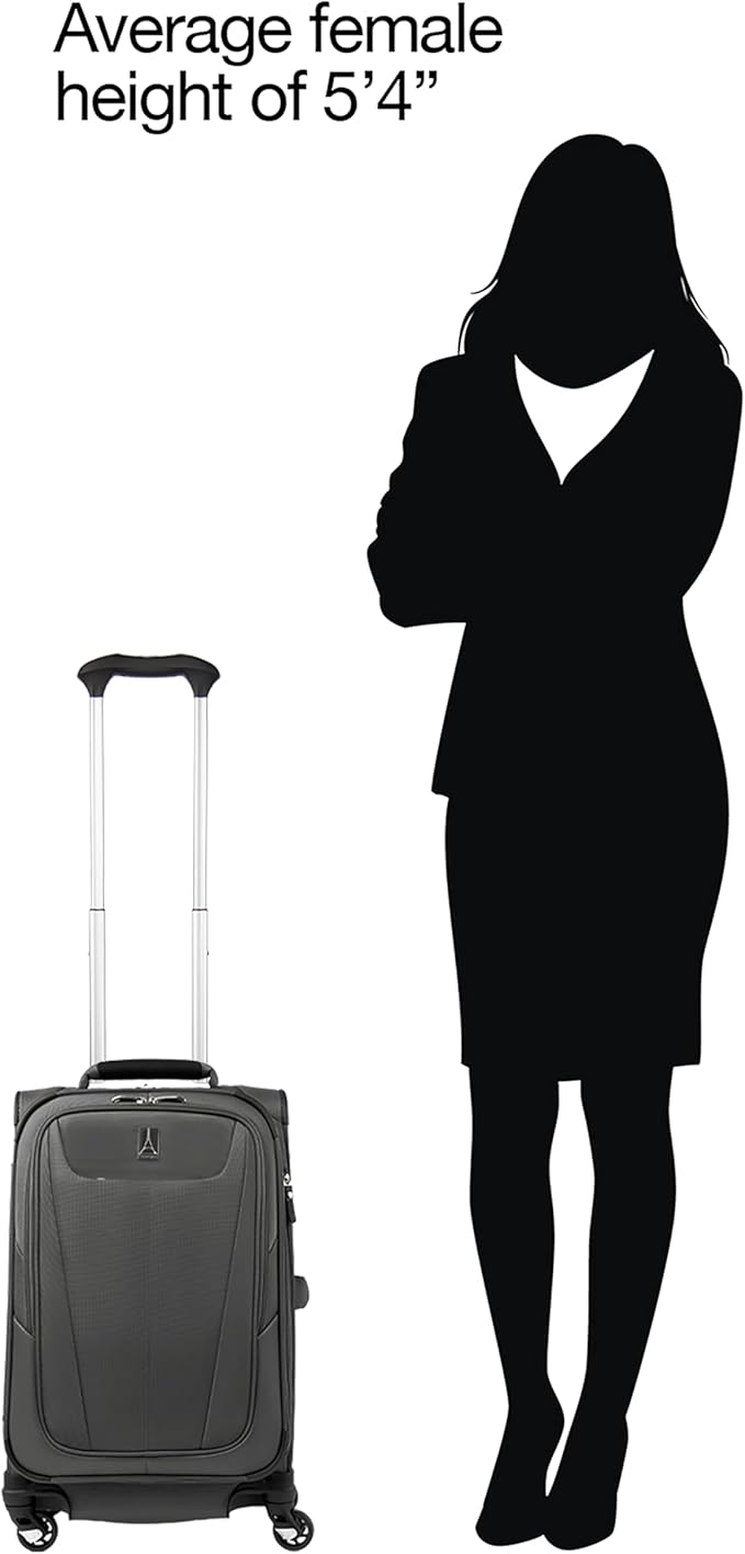 Travelpro Maxlite 5 Softside Expandable Carry on Luggage with 4 Spinner Wheels, Lightweight Suitcase, Men and Women, Shadow Grey, Compact Carry on 20-Inch