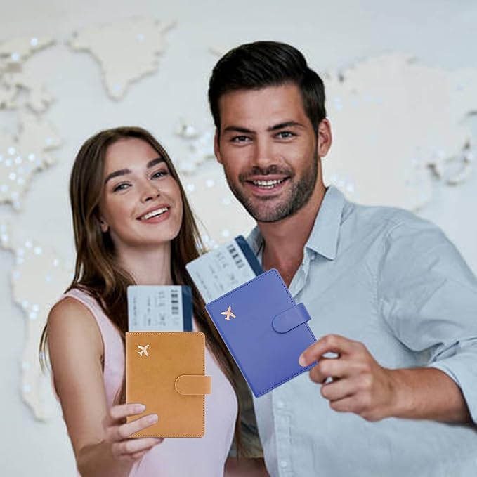 Deziliao Passport Wallet, Brown, Unisex, Faux Leather, Lightweight, Waterproof, RFID Blocking, Slim, 20W