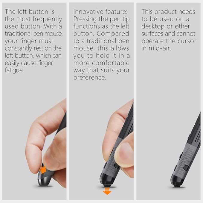 Plima Pocket Ergonomic Pen Mouse Vertical Mouse,DPI 800/1200/1600 Adjustable,Operate thisin a Pen-Holding Manner,Type-C to USB Cable, Support Windows, Android,Linux, Mac OS(Black)