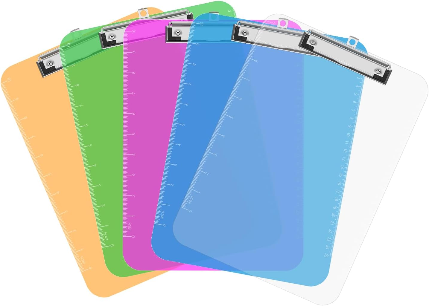 TOTiyea Clipboard Set of 25, 12.5 x 9 Inch Multi Color, Plastic Clipboard with Low Profile Clip, 75 Sheets Capacity, Standard Letter Size