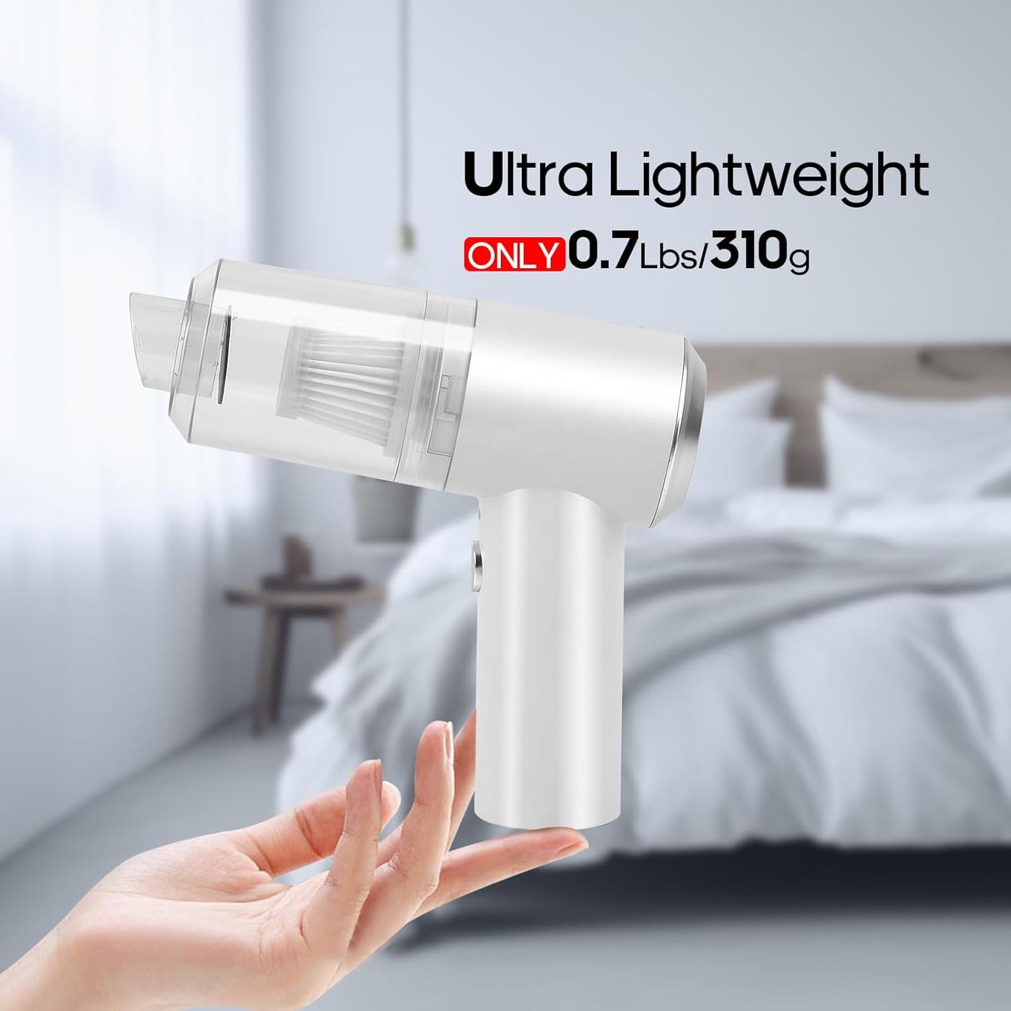 Mini Car Vacuum Cleaner(4500 pa) Portable Cordless Rechargeable,Tiny Handheld Vacuum, Computer Hand Vacuum for Keyboard and Laptop, Mini Hand Held Vac for Car and Home /V01/White